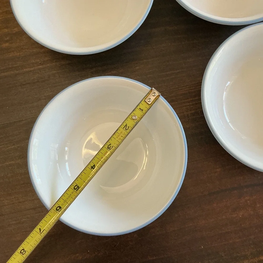 Corelle Vitrelle White Blue Rim Cereal Bowls Set of 8‎ Made in USA 6.25 inch